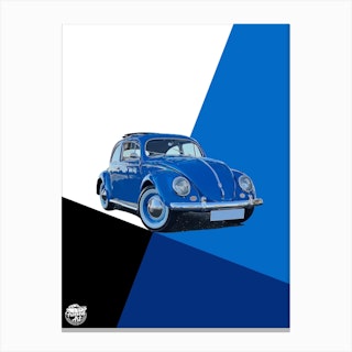 Vw Classic Beetle Car Blue Canvas Print