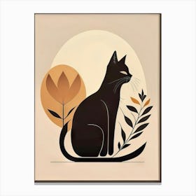 black cat mininalist portrait 13 Canvas Print