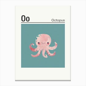 Animals Alphabet Octopus 3 Canvas Print
