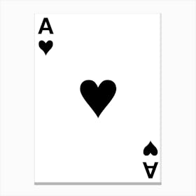 Ace of Hearts, Black, Playing Card Style, Art, Wall Print Canvas Print