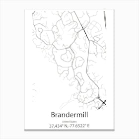 Brandermill,United States Minimalist Map 1 Canvas Print