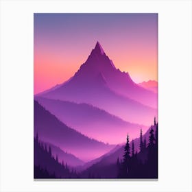 Misty Mountains Vertical Composition In Purple Tone 6 Canvas Print