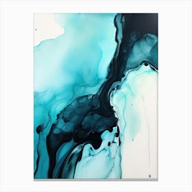 Teal And Black Flow Asbtract Painting 1 Canvas Print