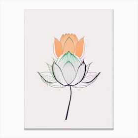 Double Lotus Minimal Line Drawing 2 Canvas Print