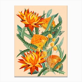 Orange Australian Native Flowers Canvas Print