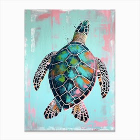 Sea Turtle On A Pastel Background Canvas Print