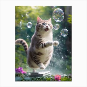 Cat With Bubbles Canvas Print