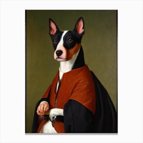 Miniature Bull Terrier Renaissance Portrait Oil Painting Canvas Print