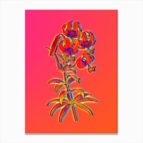 Neon Turban Lily Botanical in Hot Pink and Electric Blue n.0017 Canvas Print