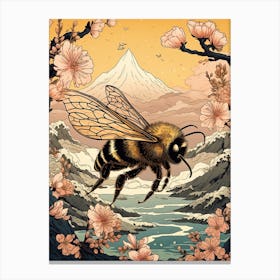 Bumblebee Animal Drawing In The Style Of Ukiyo E 4 Canvas Print