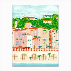 Menton, Belle Provence, France, French Riviera Beach View, Travel Art print Canvas Print