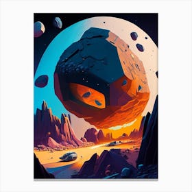 Asteroid Mining Comic Space Space Canvas Print