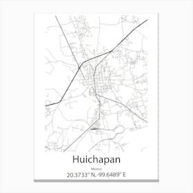 Huichapan,Mexico Minimalist Map Canvas Print