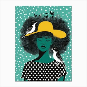 Afro Girl With Birds Canvas Print