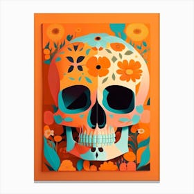 Skull With Floral Patterns Orange 1 Paul Klee Canvas Print