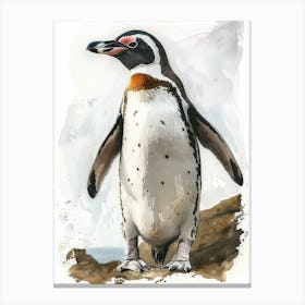 Humboldt Penguin Petermann Island Watercolour Painting 1 Canvas Print
