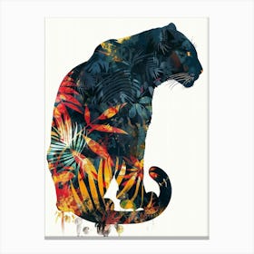 Double Exposure Realistic Black Panther With Jungle 19 Canvas Print