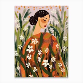 Woman With Autumnal Flowers Lily Of The Valley 1 Canvas Print