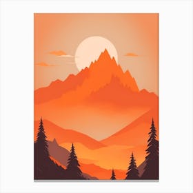 Misty Mountains Vertical Composition In Orange Tone 189 Canvas Print