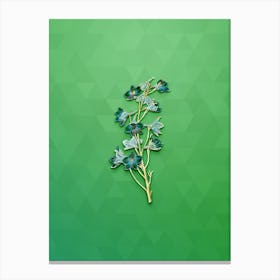 Vintage Shewy Delphinium Flower Botanical Art on Classic Green n.0468 Canvas Print