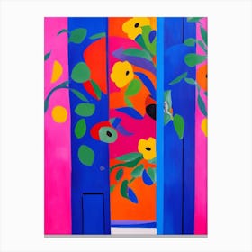 Blue Door Colorful flowers Canvas Print