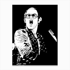 Elton John Singer Black In White Canvas Print