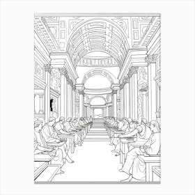 Line Art Inspired By The School Of Athence 2 Canvas Print