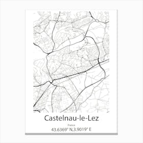 Castelnau Le Lez,France Minimalist Map Canvas Print