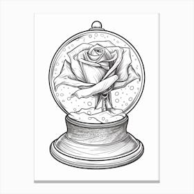 Rose In A Globe Line Drawing 4 Canvas Print