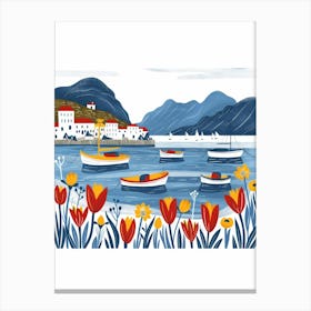 Tulips And Boats Canvas Print