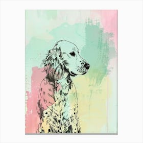  English Setter Dog Pastel Line Watercolour Illustration  2 Canvas Print