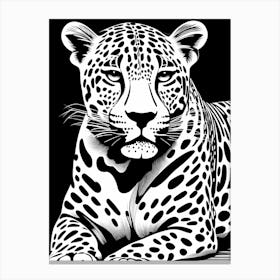 Jaguar Lino Black And White, 1120 Canvas Print