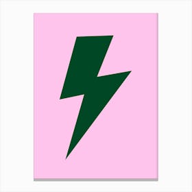 Lightning Bolt Green on Pink Canvas Print