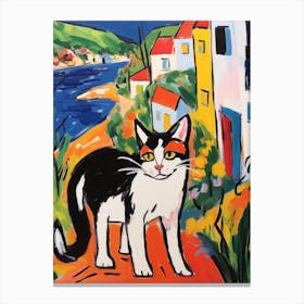Painting Of A Cat In Algarve Portugal 1 Canvas Print
