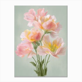 Freesia Flowers Acrylic Painting In Pastel Colours 4 Canvas Print