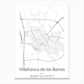 Villafranca De Los Barros,Spain Minimalist Map Canvas Print