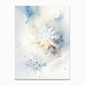 White, Snowflakes, Storybook Watercolours 2 Canvas Print