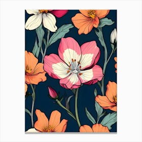 Seamless Pattern With Flowers Canvas Print