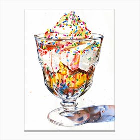 Rainbow Trifle With Sprinkles Mixed Media Painting 4 Canvas Print