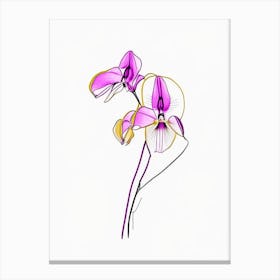 Orchid Floral Minimal Line Drawing 3 Flower Canvas Print