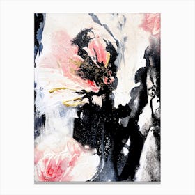 White Black Coral Abstract Painting Canvas Print