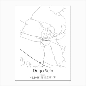 Dugo Selo,Croatia Minimalist Map Canvas Print