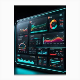 A Digitally Illustrated Dashboard Interface For Advanced Ai Business Management Dashboards Show Met Canvas Print