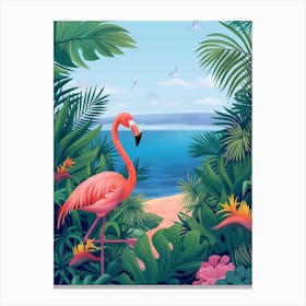 Greater Flamingo Argentina Tropical Illustration 6 Canvas Print