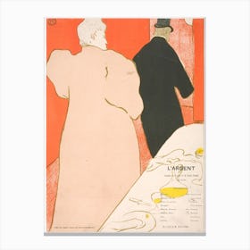 Un Monsieur Et Une Dame, Program Pour L Argent, Henri de Toulouse-Lautrec Canvas Print