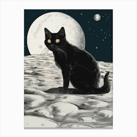 Black Cat On The Moon 1 Canvas Print