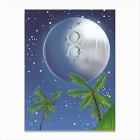 Moon And Palm Trees 1 Canvas Print