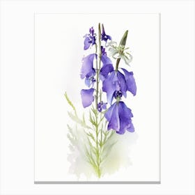 Larkspur Wildflower Watercolour 1 Canvas Print