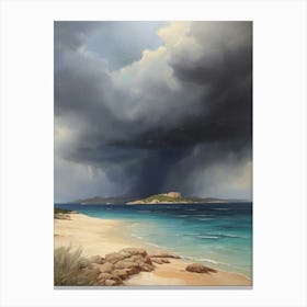 beaches and thunderstorm. Oil colors. Canvas Print