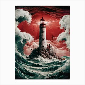 Lighthouse In The Storm Canvas Print